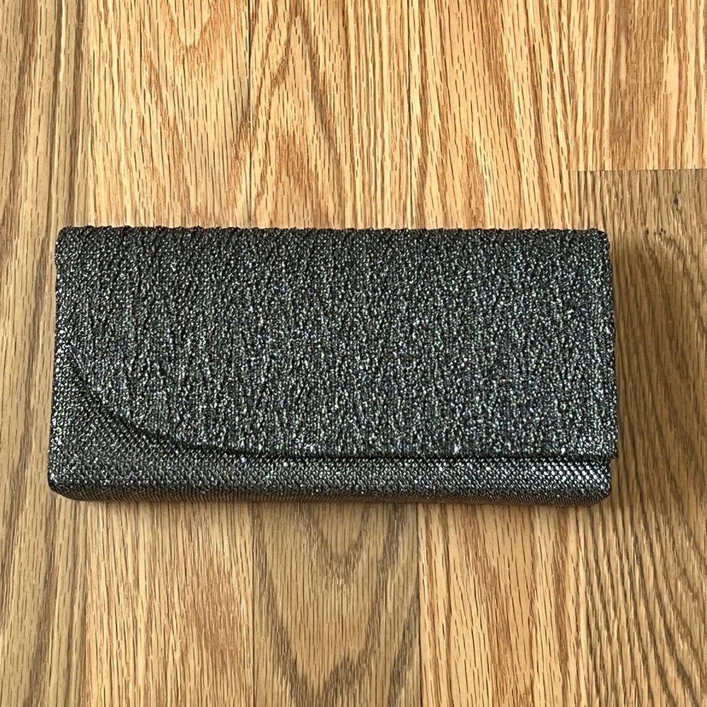 NWOT - Gray Glitter Clutch Bag